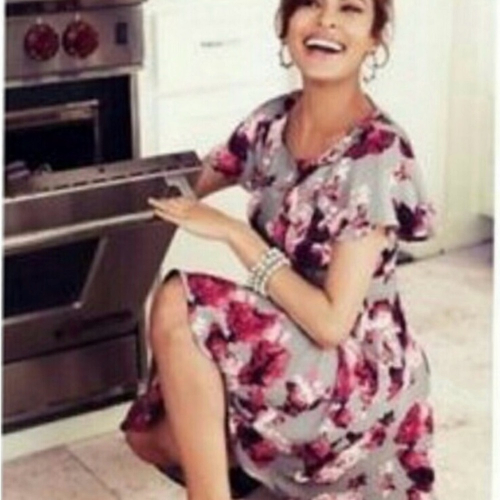 Next Floral Pink and Gray Midi Dress